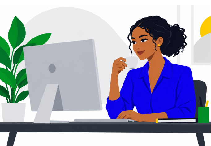 Ilustração de atendimento corporativo AMVJRTOUR